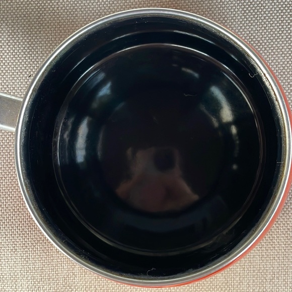 VTG Mid Century Modern Orange Enamel Fondue Pot - Picture 5 of 5